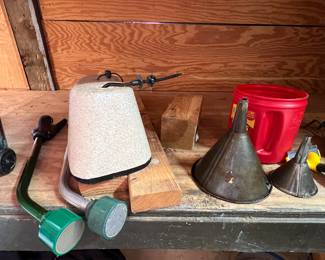 sprinklers, oil funnels