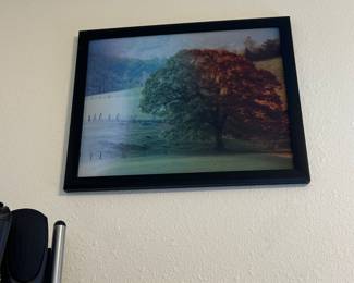 Coolest picture ever!  As you walk past it the leaves on the tree change from gold to green to white - as the seasons change!