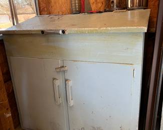 Wood storage cabinet on wheels