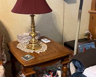 End Wood Tables, (2) one is octogen and one is rectangular - coordinating - sold separately - sold separate  - Like NEW 