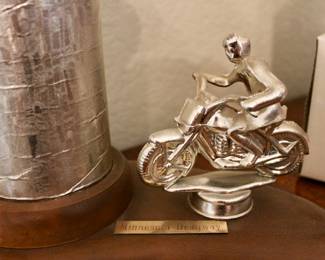 Minnesota Dragway vintage lamp with motorcyclist