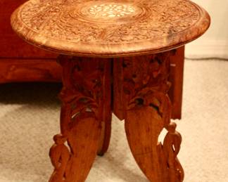 Small vintage hand carved wooden stool
