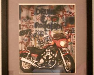 Street motorcycle graffiti wall decor