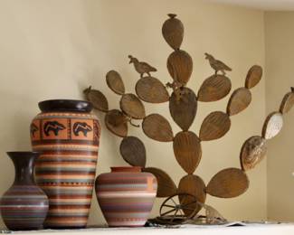Pottery and cactus desert decor