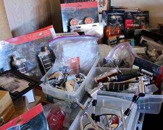 Various motorcycle parts and attachments