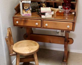 Vintage desk and wooden chair