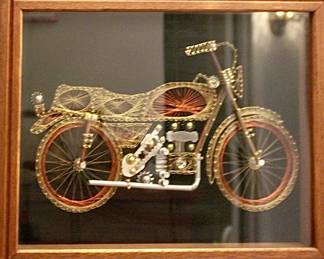 Motorcycle framed string art