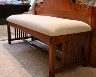 Wooden cushioned bench
