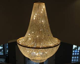 Crystorama cascading chandelier. Stunning piece SOLD OUT everywhere! Approx height 72” approx diameter 50”. 