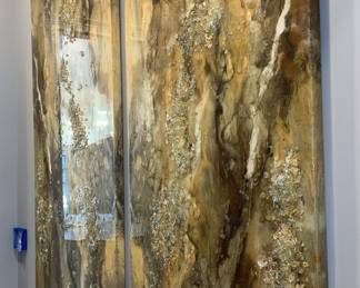 John Richard by Mary Hong Radiant Earth. Even more beautiful in person. Each piece measures 72'' H X 36'' W X 2” D.  