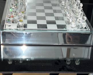 Glass and mirror chess set. 