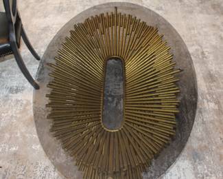 Ambella Pick Up Sticks coffee table with custom made smoked bronze glass top. W:51" x D:30" x H:18.5" 