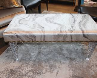 Massoud Acrylic Bench custom made. Approx dimensions W 46” D 23” H 20” Two available. 