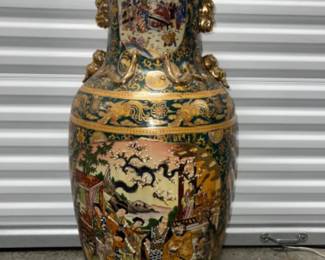 Vintage Large Royal Satsuma Style Floor Vase - 36"T