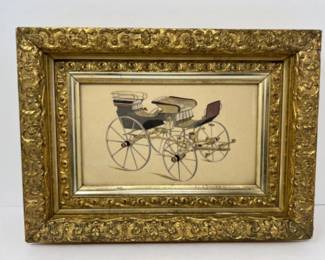 Antique Gold Gilt Framed "A Light Phaeton" Art Print