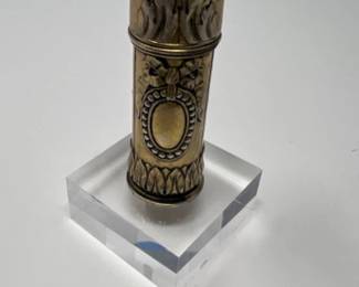 Antique Gold Tone Sterling Sealing Wax Case w/ Monogram Seal