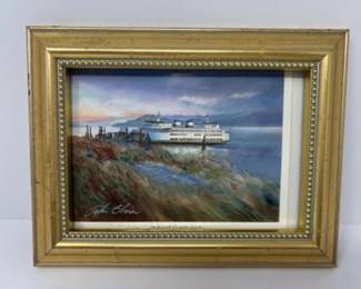 SIGNED John Ebner Ferry Seascape Print - 9x7