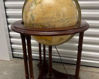 1960s Replogle Illuminated 16" World Globe w/ Wood Floor Stand