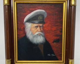 Van Meer Bearded Sea Captain Framed Oil Painting - 12x14