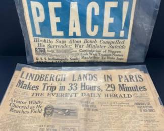 Historical Newspapers - Lindbergh Flight & Pacific War WWII