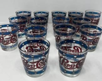 Vintage Tiffany Stained Glass Short Pepsi Tumblers
