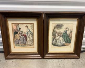 Antique Victorian French Fashion Plate Color Engravings - Adele Anais Toudouze