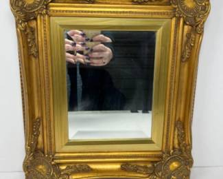 Vintage Ornate Gilt Gold Framed Decorative Mirror - 15x17