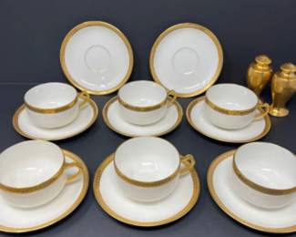 Haviland & Co Limoges White & Gold Cup and Saucers +