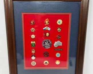 20 Framed Soviet Medal / Pins - Enameled Brass