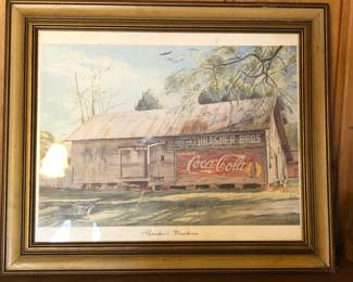 1979 Framed Coca Cola "Thrashers Warehouse" Print