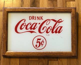 Framed Coca Cola Glass Advertising Sign