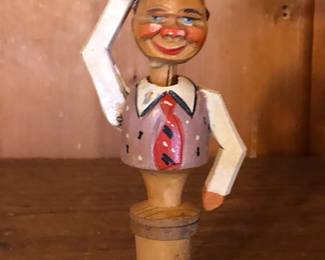 German Hand Carved Wood Bottle Stopper