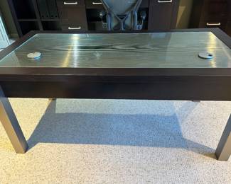 Available for Presale. D3 Glass Inlay Top Desk 59"W x 26"H x 30"D. 