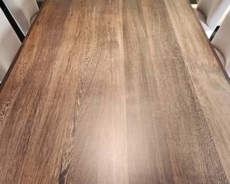 Available for Presale: Wenge table with two panel legs and stainless steel rod trestle with seating available for 8 chairs.. 78”x42”x29”  Custom table and mirror made by Gary Corum of Hot Springs, AR – purchased in 1998. Excellent condition. Absolutely stunning in person.