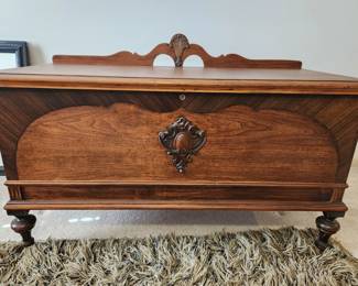 Available for Presale: Antique Cedar Chest - Approx. 125 Years Old. Excellent Condition other than front leg beginning to split. H 24" x W 44" x D 19"