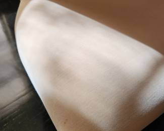 Available for Presale: Velvet Dining Room Chairs, Set of 8. Back H 34", Seat H 18", W 20" x D 17"  Some very minor staining, please inspect the chairs closely in each picture. Price reflects minor flaws. 8 Mike Tabac armless side chairs with custom sand velvet fabric and Antique bronze nail head trim purchased in 1998 from Gary Mertins Design, Inc
 