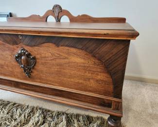 Available for Presale: Antique Cedar Chest - Approx. 125 Years Old. Excellent Condition other than front leg beginning to split. H 24" x W 44" x D 19"