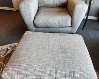 Available for Presale: C1 -Two (2) The Palladin Arm Chairs with Polished Chrome Legs, Down cushions, Mantra fabric. Back 30"H x Seat 16" H x W 44" x42"
The Palladin Ottoman with Polished Chrome Legs, Down cushion, Mantra fabric. H15" x 30" W x 27" D