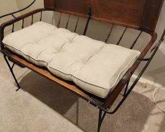 Available for Presale: C5 Antique Carriage Seat with Cushion. Approx. 125 years old. H (Back): 31"x W 35" x D16"