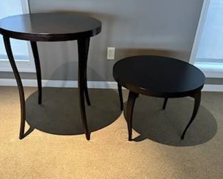 "California" Tables by Les Migrateurs-Paris. Purchased from Gary Mertins. Some small nicks that had been colored in with furniture markers previously so they are only noticeable on close inspection. Same color in wood tone. 