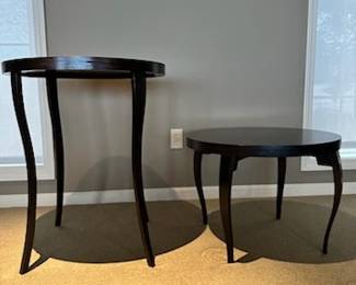 "California" Tables by Les Migrateurs-Paris. Purchased from Gary Mertins. Some small nicks that had been colored in with furniture markers previously so they are only noticeable on close inspection. Same color in wood tone. 