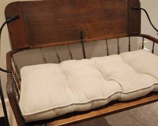 Available for Presale: C5 Antique Carriage Seat with Cushion. Approx. 125 years old. H (Back): 31"x W 35" x D16"