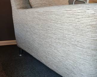 Available for Presale: C1 -Two (2) The Palladin Arm Chairs with Polished Chrome Legs, Down cushions, Mantra fabric. Back 30"H x Seat 16" H x W 44" x42"
The Palladin Ottoman with Polished Chrome Legs, Down cushion, Mantra fabric. H15" x 30" W x 27" D