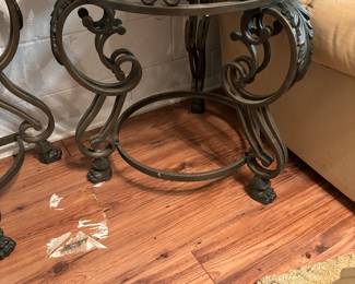 Glass and metal end tables x2