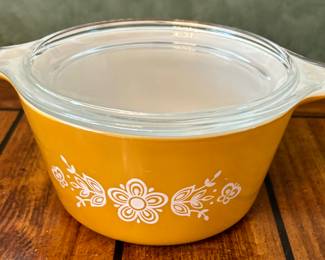 yellow butterfly gold pyrex