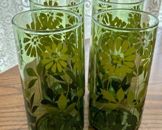 MCM green floral drinking glasses