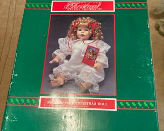 vintage Christmas porcelain doll