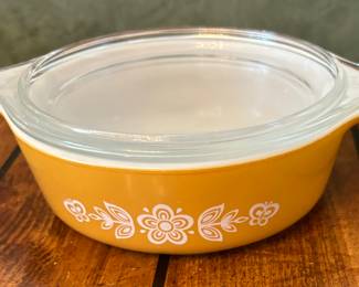 yellow butterfly gold pyrex