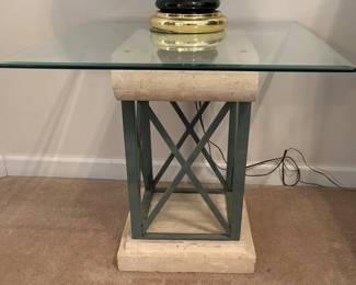 stone, metal and glass end table