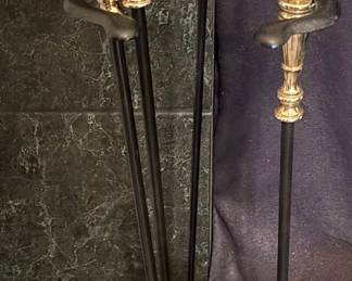 fireplace place tools black and brass